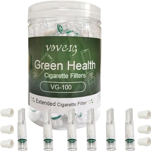VOVCIG Lot de 100 filtres à cigarettes pour cigarettes normales et minces | Pour cigarettes de 5,5 à 8 mm, filtre anti-goudron pour cigarettes, réutilisables, multicouches