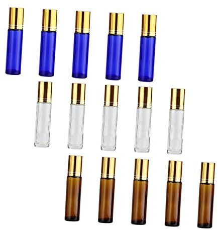 FRCOLOR 15 Piezas Botella De Aceite Esencial Frascos De Perfume Vacíos Botellas De Perfumes Portátiles Pequeños Envases Botella Frasco De Perfume Vidrio Viajar Botella Cosmética Bola