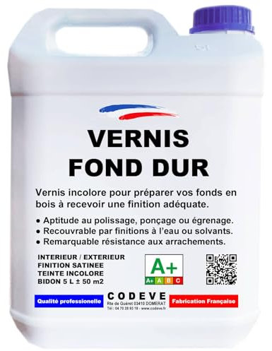 Fond Dur Bois - Codeve Bois - 5 L - Intérieur/extérieur - Pour Durcir Les Pores De Vos Bois Avant De Recevoir Une Finition Adéquate.