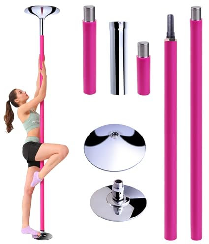 JXYQZD Barre Pole Dance de 108 Pouces, Pôle de Danse Amovible de 45 mm, Pôle de Danse Professionnel en Silicone à Rotation Statique pour L'entraînement et l'exercice, Charge Maximale 250kg