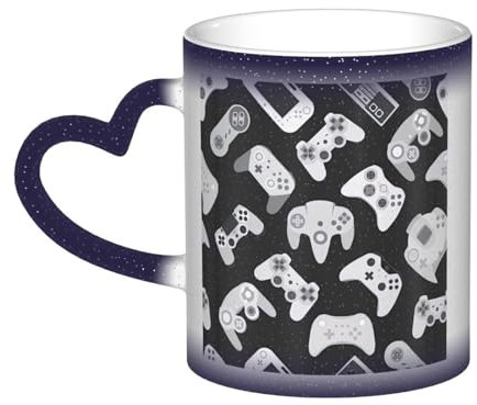 NEZIH Tasse à café en céramique avec motif manette de jeu et changement de couleur