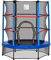 HOMCOM Trampolin Ø140x160Acm für Kinder ab 3 Jahren, Trampolin mit Sicherheitsnetz und Bungee-Seilen, blau