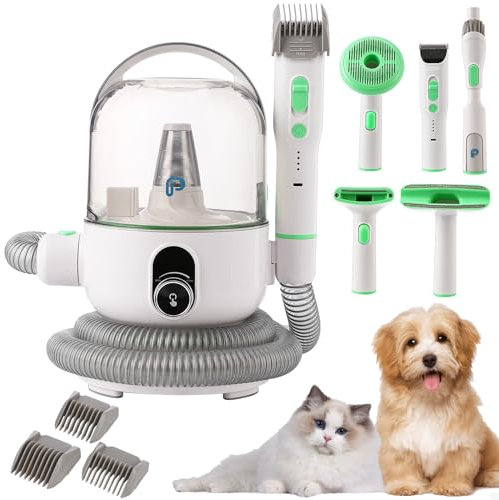Towallmark Aspirateur multifonction pour poils d'animaux domestiques avec puissance d'admission 135 W, tondeuse à faible bruit, aspirateur pour poils d'animaux avec outils de toilettage, convient pour
