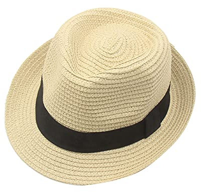Dinnesis Adulto Unisex Verano Moda Protección Solar Paja Gorra Playa Casual Pescador Sombrero Estampado, beige, Talla única