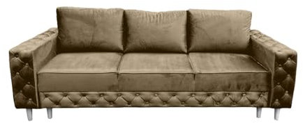 Ares Meble Komo Sofa Mit Schlaffunktion 240x98 cm - 3 Sitzer Mit Bettkasten - Samt Eleganz Couch - Wohnzimmer Sofas - Sofa Bed - Beine Weiß - Braun