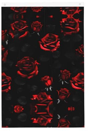 Yqxwjl Gartenflagge mit roten und schwarzen Rosen, doppelseitig, 60 x 91 cm, für Outdoor-Urlaubsdekorationen