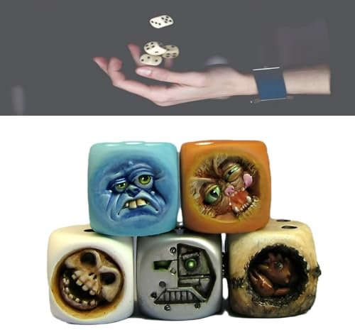 Monsterwürfel, 5 Stück Monster Dice, Würfel Harz, Halloweenwürfel, Monstergesichtswürfel, Monsterwürfel für Halloween Kreatives Rollenspiel, Lustige Dekorationen für Heimtischspiele