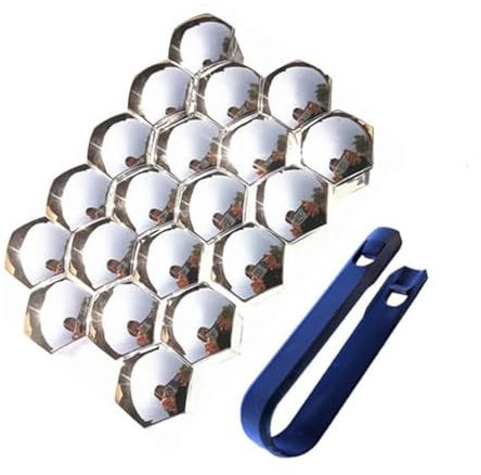 AUHOAZ 20 Pcs Hexagonal Car Wheel Nut Covers Caps for Tesla Model 3, Tire Nut Covers Tyre Screw Hub Cover Cap Set Protector Dust Proof Accessories,F/sliver-21mm