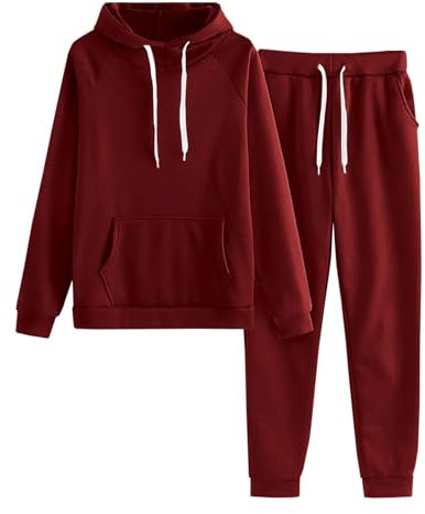 Generico Tuta Donne Completa Sportiva Curvy Invernale in Cotone Pantaloni Tuta Larghi Palestra Felpa in Pile Calda Pullover Elegante Pantalone Completo Sportivi Tute Felpata Jogging Tracksuit Fitness