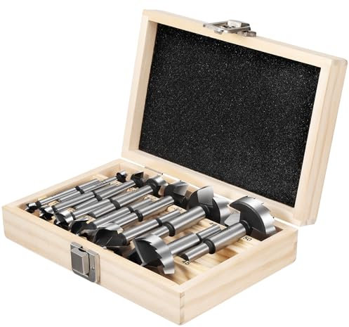 Gueenky 12 Piezas Brocas Forstner para Madera, 10-50mm Forstner Drill Bits Juego de Brocas Forstner con Mango Redondo, Brocas de Taladro Forstner para Madera Dura Madera Blanda