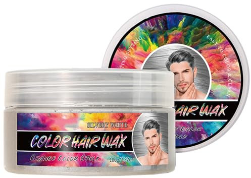 Pomada de Peinado Natural para Fiestas,Tinte Instantáneo para Cabello para Teñir el Cabello,Tinte de Pelo Temporal,Cera de Peinado Instantánea para Cosplay de Fiesta,Gris Plateado,100g