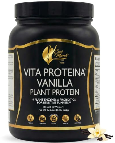 Cocó March NMD Vita Protein – Proteína vegetal vegana sabor vainilla con enzimas digestivas y probióticos, 20 g por ración – Sin gluten, soja, OMG ni lácteos – 500 g