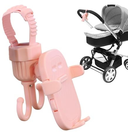 shjxi Shopping Cart Phone Holder, Multi-Functional Diaper Bag Hooks Stroller, 110g Grocery Cart Hooks, 2-In-1 Smartphone Bracket for Bags and Umbrella, 6.1x3.35 Inches