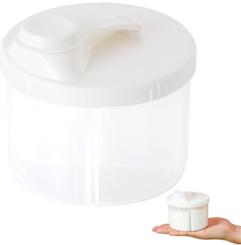 Zephyra Dosificador de Leche en Polvo, almacenamiento de leche en polvo, con 4 Compartimentos, Tapa Giratoria, Multifuncional, Sin BPA, Dispensador para Cereales Medicamentos, Blanco