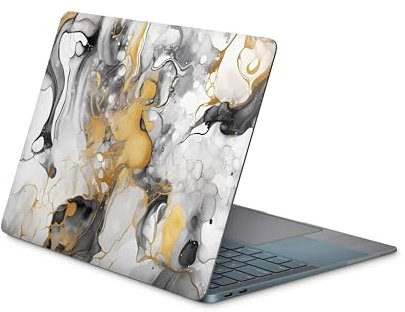 Skins4u Laptop Aufkleber, Notebook Skin Schutzfolie, Seidenmatt, Kratzfest, Blasenfrei, Selbstklenend Vinylfolie Rückstandslos Entfernbar 10 bis 17 Zoll Laptops (Marmor Gold Light, 37 x 25cm)