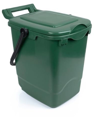 Large Compost Caddy - Green - for Food Waste Recycling (23 Litre) - 23L Plastic Composting Kerbside Bin