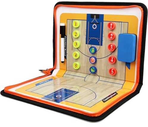 ZONSUSE Taktiktafel Basketball, Basketball Trainer Taktiktafel, Tragbare Basket-ball Taktiktafel, mit Markern, Radiergummis und Teammagneten, für Taktiktraining, Unterricht, Wettkampf (Basketball B)