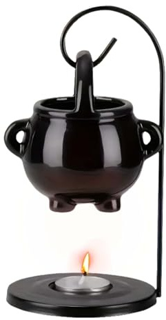 MINZHI Hexenkessel Ölbrenner, Duftlampe Keramik Teelicht, Halloween Deko, Hängender Kessel, für Spa, Yoga und Dekoration