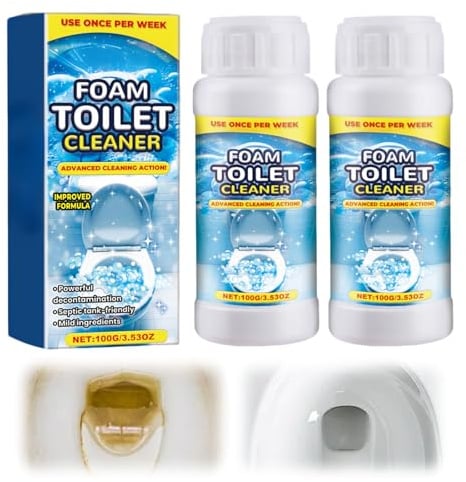 WC Reiniger Extra Stark, 2025 Neu Upgrade WC Reiniger Toilettenreiniger Urinsteinentferner, Toilettenreiniger Extrem Stark Deodorant Schaumreiniger Geeignet für Glanz und Frischen Duftchaum (2)