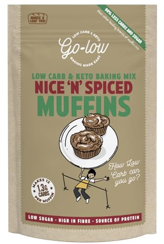 GO-LOW Nice n Spiced Muffins - Low Carb - Keto - Sugar free - 1.3g carbs per serving | Almond Flour | Gluten Free | Vegan | Paleo | Wholefood Ingredients.