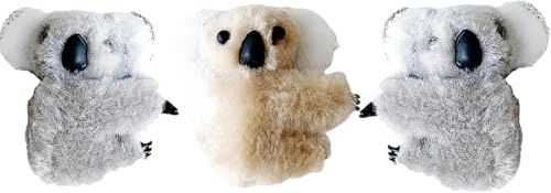 3 pinzas de pelo de koala de felpa gris y caqui, lindas pinzas de animales de peluche de koala, mini horquillas para el pelo, accesorios para el cabello para mujeres