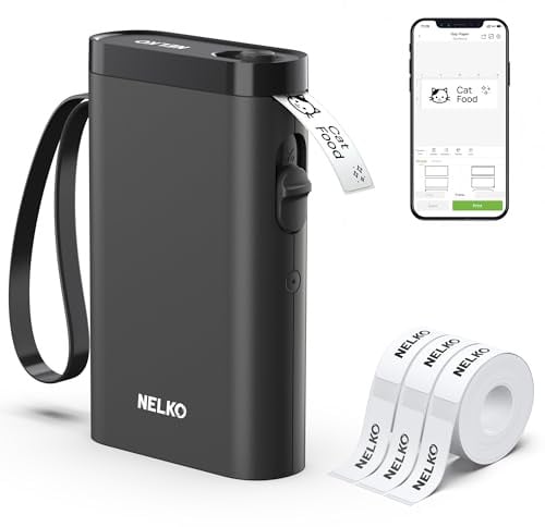 Nelko Etikettendrucker,Bluetooth P21 Etikettiergerät mit 3 Aufklebern SCH | Kabelloses Tragbares,Mini Label Printer beschriftungsgerät für iOS & Android,Ideal für namensaufkleber schule,back to school