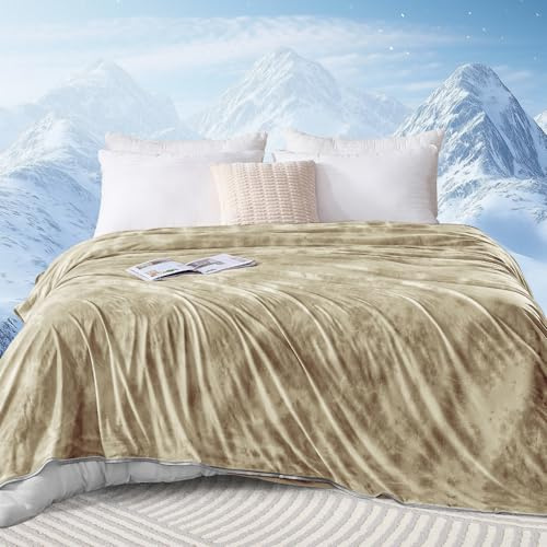 inhand Kühldecke 200 x 220 cm–Selbstkühlende Sommerdecke,Kühldecken zum Schlafen,leichte dünne Kühlende Decke für Mensch und Hund, weiche Kältedecke für Bett, Sofa & Reisedecke, Beige
