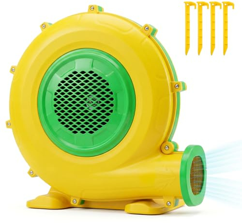 GYMAX Air Blower, Inflatable Bouncy Castle Blower with Ground Stakes, Electric Air Pump Fan for Bounce House and Water Slide (750W)