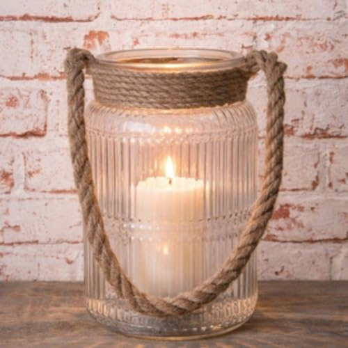 AltoBelli Windlicht BOGENSE Glas mit Kordel 21x14 cm Kerzenhalter