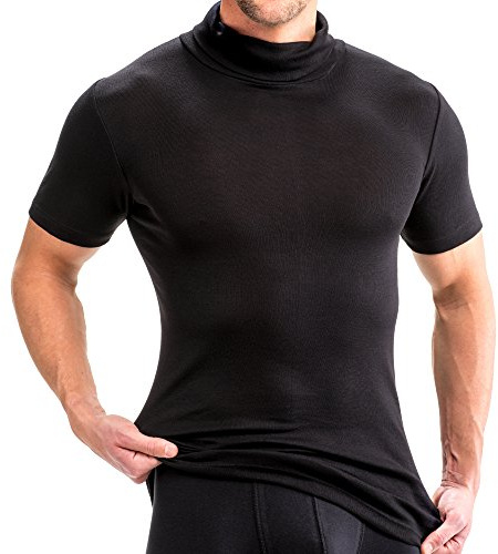 HERMKO 16855 Herren Kurzarm Shirt mit Rollkragen - 50% Baumwolle, 50% Modal - weiches Unterziehshirt für jeden Anlass