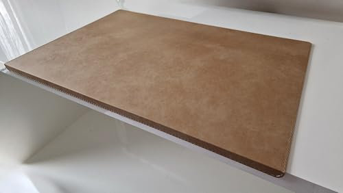 Gewinkelte Schreibtischunterlage mit Kantenschutz Nubuk Leder 90 x 47 Beige
