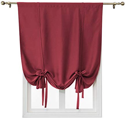 ele ELEOPTION Tenda Oscurante Semplice con Lacci, con Tasca per Asta, per Isolamento Termico, Oscurante, per Camera da Letto, Soggiorno, Cucina, Finestra Piccola, Poliestere (80x120cm, Vino Rosso)