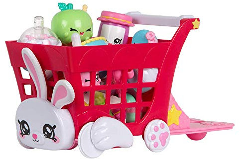 Kindi Kids Einkaufswagen Spielset im Hasen-Design mit wackelnden Ohren und 2 Shopkin-Zubehörteilen, bunt/Mehrfarbig, passendes Spielset Puppen (50001)