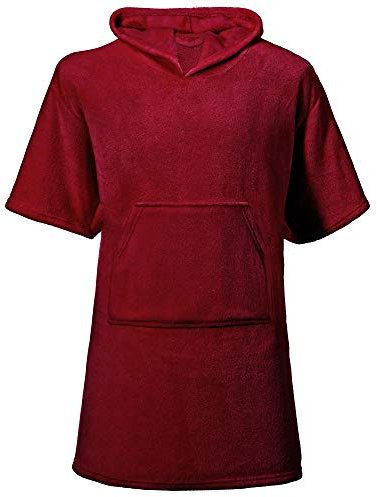 CelinaTex Happyfun Poncho lang 80 x 110 cm Bordeaux Mikro-Flanell Badeponcho Mikrofaser Surfponcho Handtuch