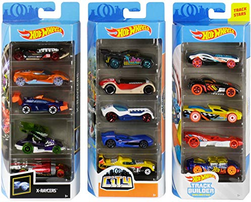 Hot Wheels Track Bundle with Hot Wheels City Track Builder X-Raycers 5-Pack 1:64 Scale Die-Cast Cars Collectors of All Ages Colorful Graphics Exclusive Great Gift Idea 3 years and older