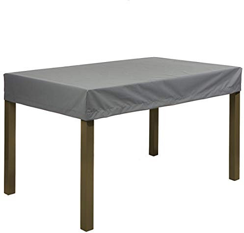 Planesium Premium Gartentisch Schutzhülle Gartenmöbel Abdeckung Hülle Haube Abdeckplane Garnitur wasserdicht atmungsaktiv 575g /lfm (Anthrazit Breite 180cm x Tiefe 90cm x Höhe 15cm)