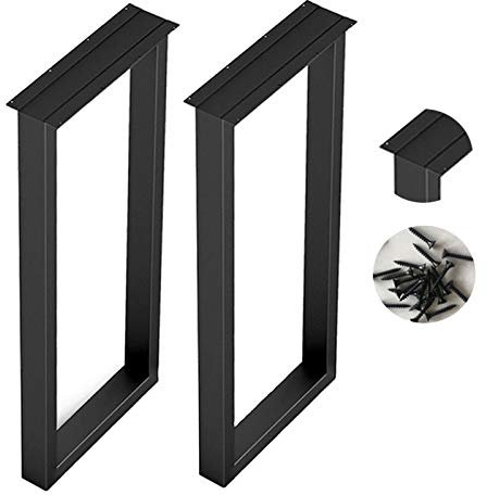 Refue 2 Stück Tischgestell Schwarz Tischbein Industriedesign Tischkufen mit Verstellbare Bodenschutzmatten, Esstisch,Schreibtisch 30 * 70cm