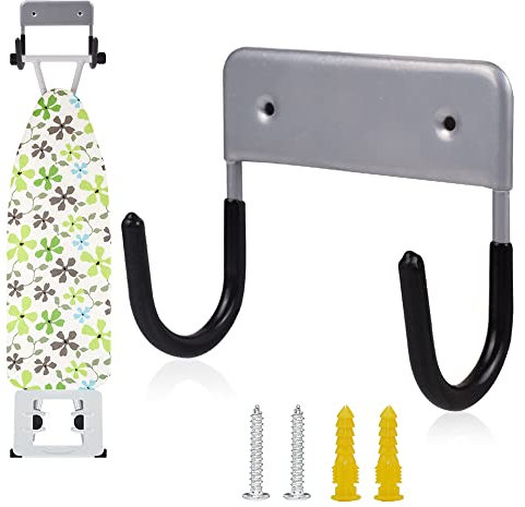 Exclen Soporte para Tabla de Planchar Soporte para Tabla de Planchar de Montaje en Pared Organizador Estante de Pared para Cuartos de lavandería Estante de Almacenamiento Estante Colgante (Silver)