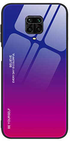 HAOYE Funda para Xiaomi Redmi Note 9S/Note 9 Pro Fundas, Tapa Trasera de Cristal Templado Resistente a Arañazos, Carcasa Protectora de Parachoques de TPU Silicona Fundas Case Cover(4)