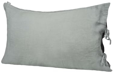 beties Leinen Kissenbezug ca. 40x60 cm 100% Leinen Stone-Washed Kopfkissenbezug mit Hotelverschluss (Stein-grau)