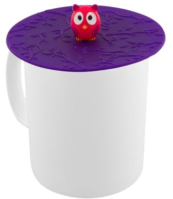 Pylones, Deckel für Becher aus Silikon, Motiv Panda und Eule, 10 cm, 2 Stück