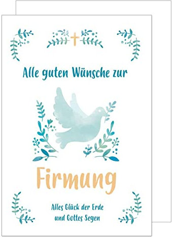 Edition Seidel Premium Glückwunschkarte zur Firmung mit Umschlag. Firmungskarte Grusskarte Taube Zweig Junge Mädchen Karte (FI120 SW022)