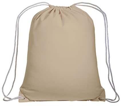 Generico Turnbeutel Rucksack Baumwolle mit Zugverschluss Tasche aus strapazierfähigem Stoff für Fitnessstudio, natur, One size