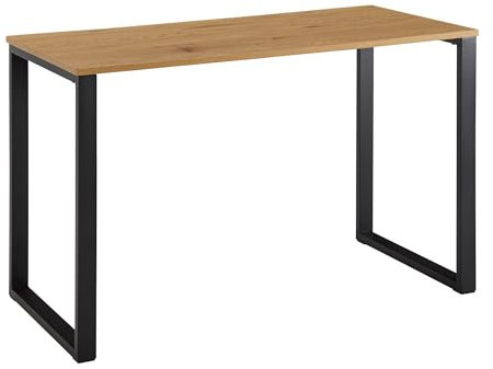 FineBuy Schreibtisch Eiche-Dekor/Schwarz 120x60x76 cm Design Computertisch, Homeoffice Bürotisch Klein Hell, Laptoptisch Arbeitszimmer mit Metallbeine