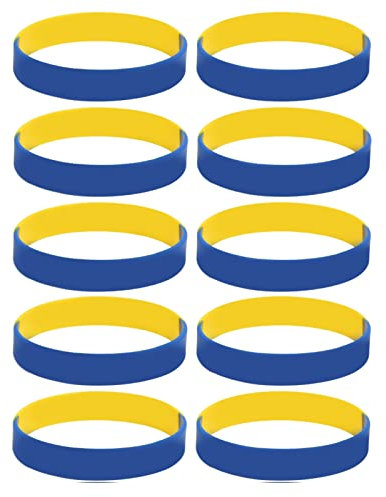 10 Stück Silikon Armbänder Blau und Gelb für Sportfan Anhänger Männer Frauen