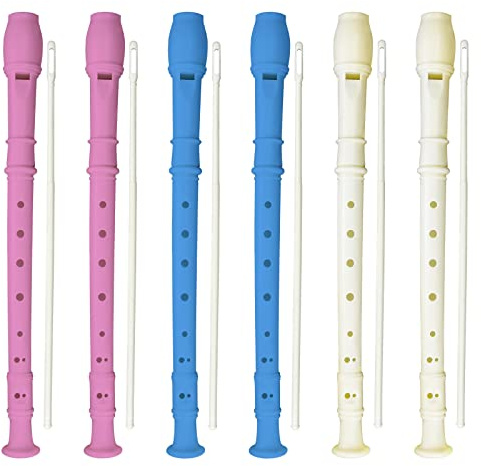 Sopranflöte mit 8 Löchern, mit Reinigungsstab, deutscher Stil, für Kinder, Anfänger, Abschluss oder Schulanfang (blau, rosa und weiß)