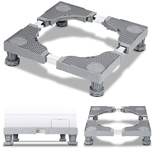 Sonnewelt Verstellbare Waschmaschinen Untergestell Beweglich Sockel, Trockner Sockel Untergestell Podeste & Rahmen für Gefrierschrank（41-65CM Einstellbare）