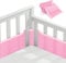 Vicloon Bettumrandung Nestchen, Nestchen für Kinderbetten Kantenschutz Baby Babybett, Atmungsaktive Polsterung, Kopfschutz Babybett Umrandungen, Rausfallschutz für Babybett Gitterstäbe-Rosa