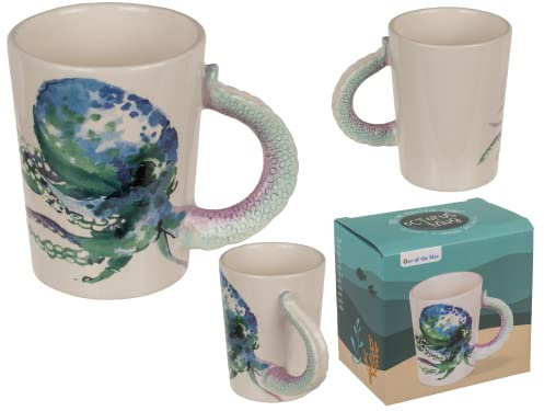 Out of the blue Tasse en grès avec pieuvre 11 x 8,5 cm 300 ml