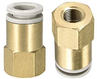 M METERXITY 2 Paquet 1/8 PT Femelle Tuyau Raccord - Droit Union, Pousser pour Connecter Raccords, Appliquer à Pneumatique Système (10mm ID, Or)